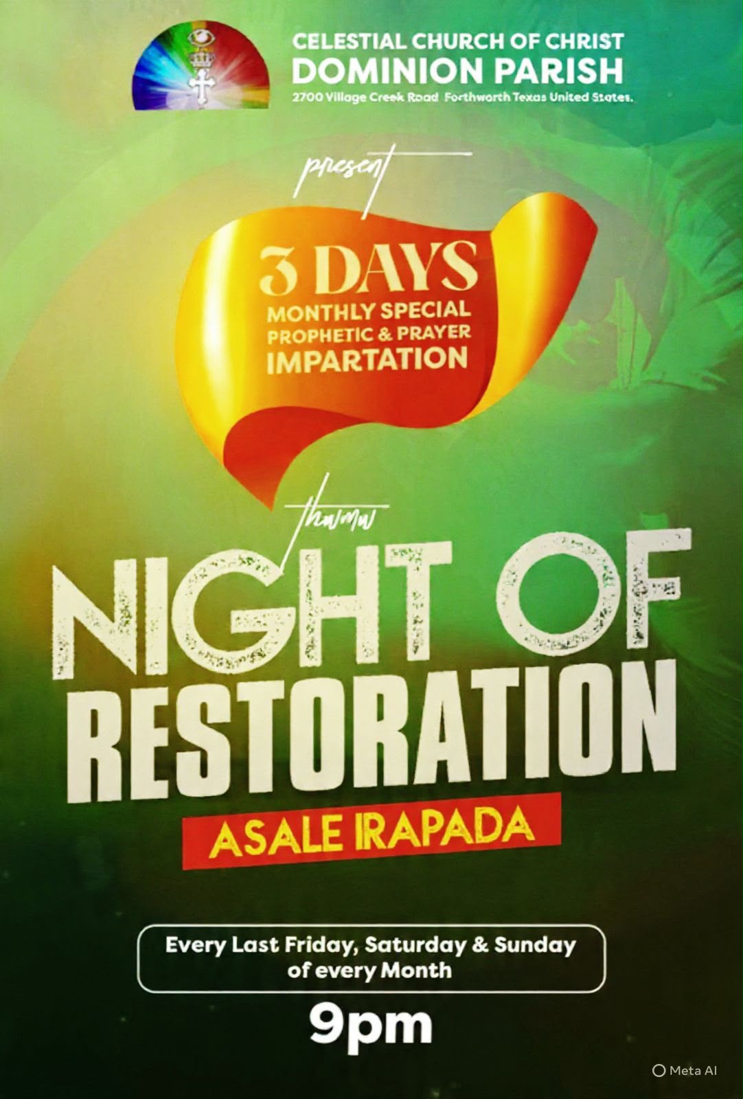 Night of Restoration event flyer